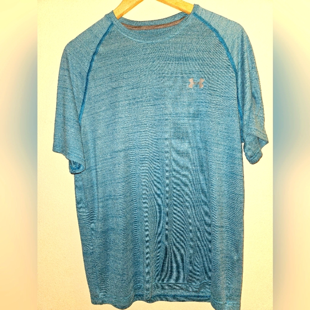Under Armour HeatGear Athletic T-Shirt Training Gym Blue Mens LG